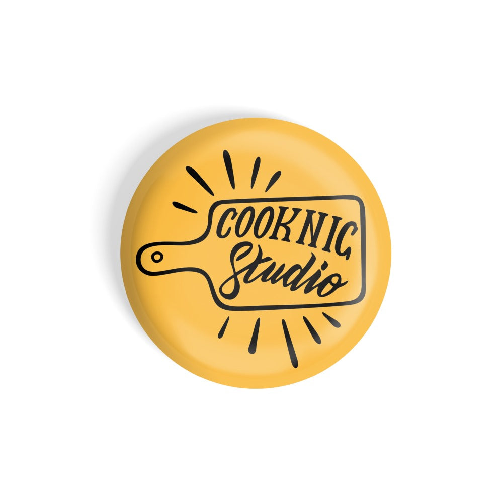 dhcrafts Round Fridge Magnet Yellow Food Lovers Cooking Studio Glossy Finish Design Pack of 1 (58 mm)